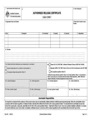 Authorised Release Certificate