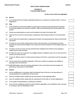 Truck-Bus Body Fitment Checklist