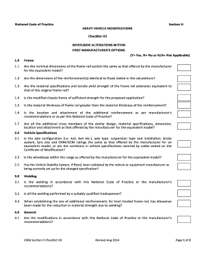 Heavy Vehicle Modification Checklist H3