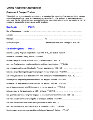 Caravan Quality Assurance Audit Form