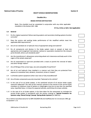 Heavy Vehicle Brake System Certification Checklist