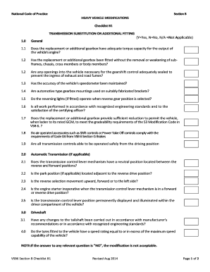 Heavy Vehicle Modifications Checklist B1