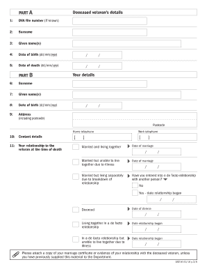 Pension Claim Form for Widow or Widower of a Deceased Veteran