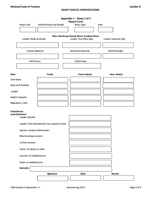 Heavy Vehicle Modifications Report Form