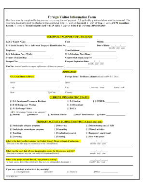 Foreign Visitor Information Form