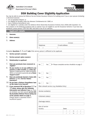 Defence Service Homes Insurance Scheme Application