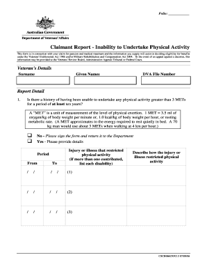 Claimant Report - Inability to Undertake Physical Activity