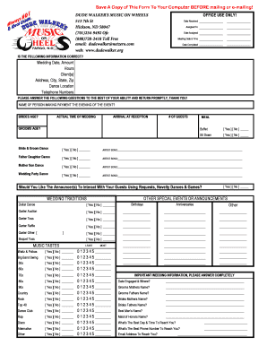 Wedding Music Request Form
