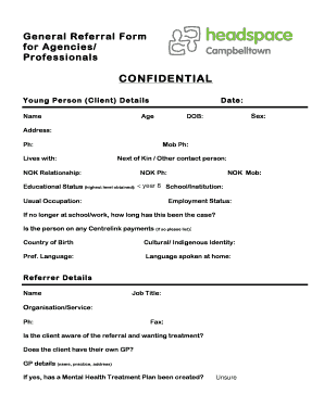 General Referral Form for Agencies/Professionals