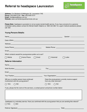 headspace Launceston Referral Form