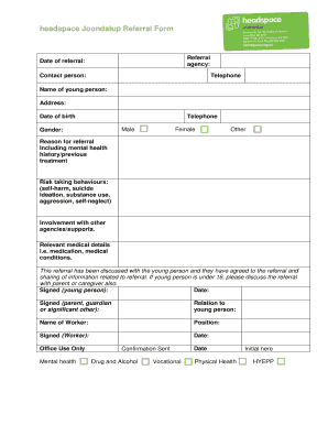 Headspace Joondalup Referral Form