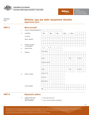 Division 293 Tax Debt Repayment Election Form