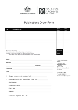 Publications Order Form