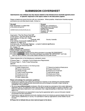 Infrastructure Australia Submission Coversheet