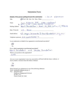 Submission Form for Healthcare Management