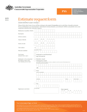 PSS Estimate Request Form