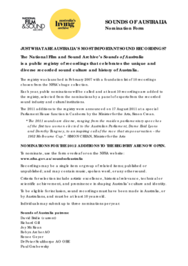 Sounds of Australia Nomination Form