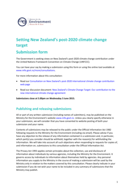 New Zealand Post-2020 Climate Change Submission Form