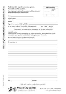 Nelson City Council Public Consultation Submission Form