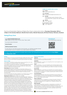 Mighty River Power Annual Shareholders Meeting Voting Proxy Form