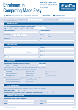 WelTec Student Enrolment Form