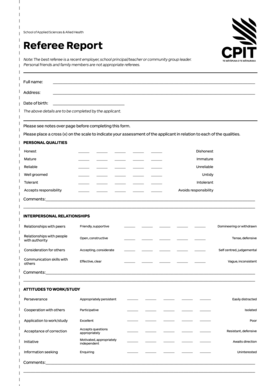 Referee Report for School Application