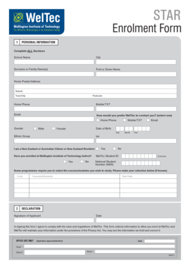 WelTec Student Enrollment Form