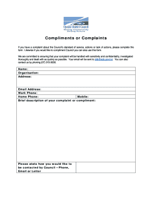 Complaint or Compliment Form