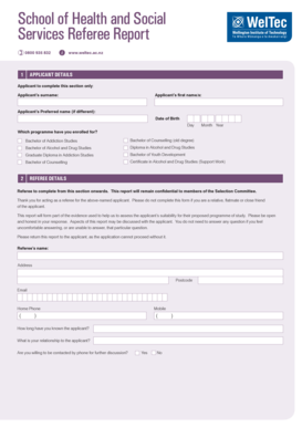School of Health and Social Services Referee Report