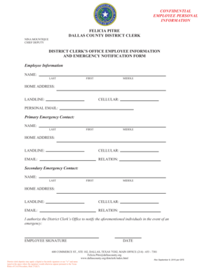 DISTRICT CLERKS OFFICE EMPLOYEE INFORMATION AND EMERGENCY - dallascounty