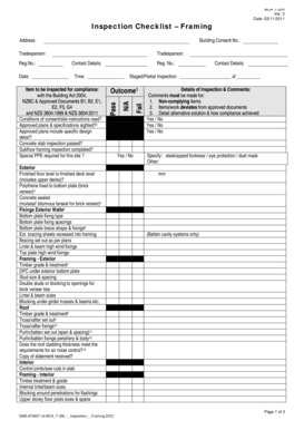 BCA T-30h Framing Inspection Checklist