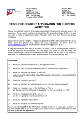 Resource Consent Application for Business Activities