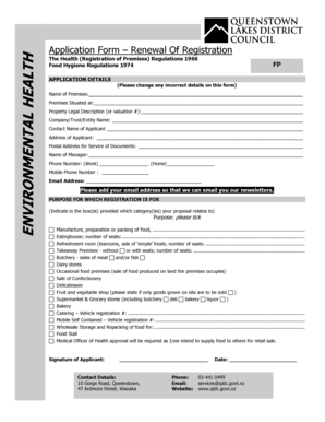Food Premises Registration Renewal Form