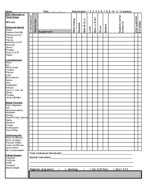 Health Survey and Supplement Tracking Form