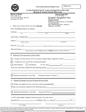 Claim for Refund of Taxes and Penalties Paid