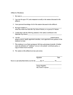 Affidavit of Residence