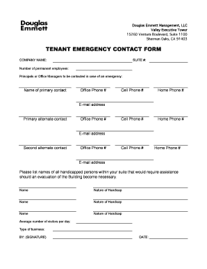Tenant Emergency Contact Form