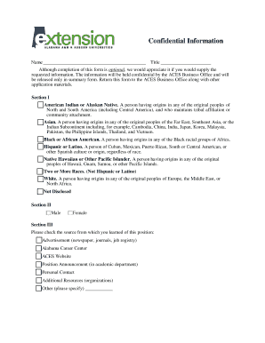 Confidential Information Form