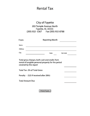 Rental Tax Form