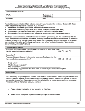 Corps Jurisdictional Determination Form