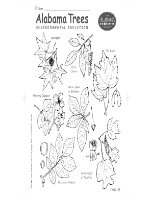 Alabama Trees Leaf Identification Activity