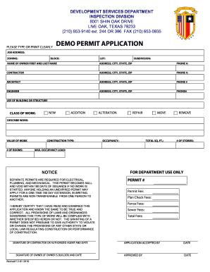 Texas Demolition Permit Application