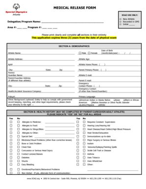 Special Olympics Medical Release Form