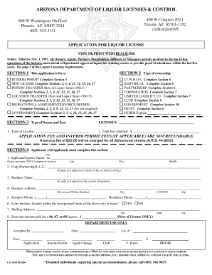 Arizona Liquor License Application