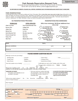 Park Ramada Reservation Request Form