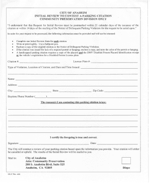 Initial Review to Contest a Parking Citation
