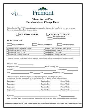 Vision Service Plan Enrollment Form