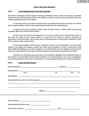 City of Kerman Public Records Request Form