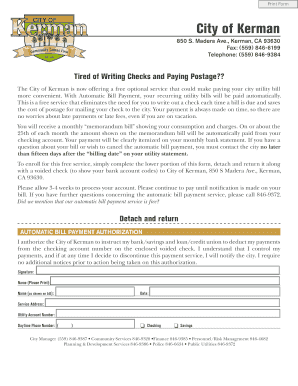 City of Kerman Automatic Bill Payment Authorization