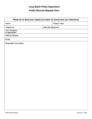 Long Beach Police Department Public Records Request Form